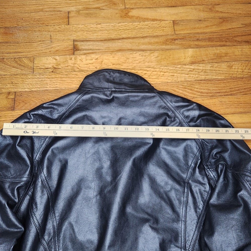 Vintage Wilson's Leather Bomber Jacket Men's XL Black Mock Neck Motorcycle - Picture 16 of 16